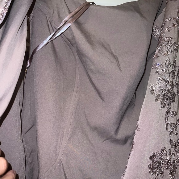 La Femme Light Mauve Floral Appliqué Jersey Column gown dress full length 16 NEW - Picture 15 of 15